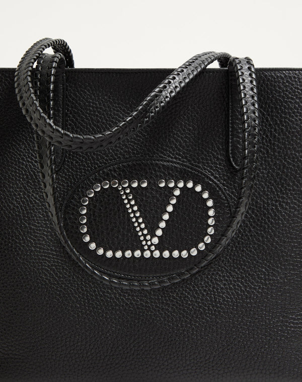 Borsa Shopping Valentino Garavani Nellcôte In Vitello Granato