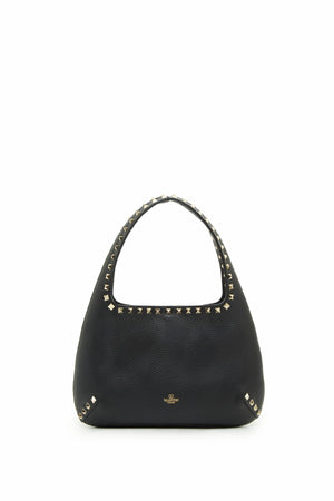 BORSA HOBO PICCOLA ROCKSTUD IN VITELLO GRANATO