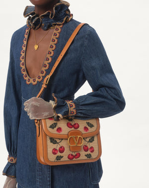 Top In Chambray Denim Ricamato 