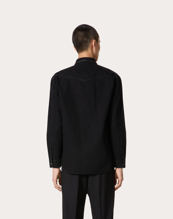 Camicia In Denim Con Borchie Black Untitled