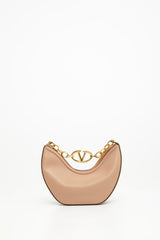 Hobo Piccola Vlogo Moon Bag In Vitello Granato Con Catena