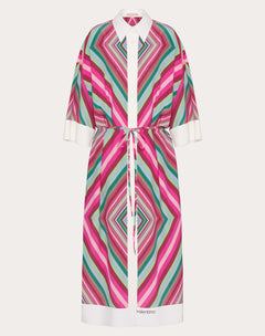Abito Midi In Crepe De Chine Valentino Rhombus 75 Foulard 