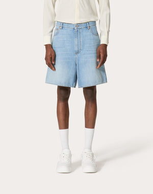 Bermuda In Denim Con Vlogo Signature Impresso