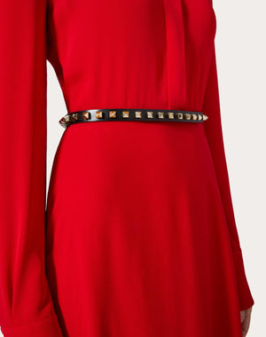 Cintura Rockstud In Vitello Lucido 15 Mm