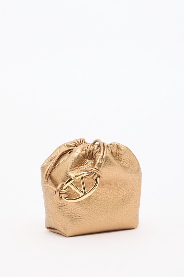 Mini Borsa A Sacchetto Vlogo Pouf In Pelle Metallizzata
