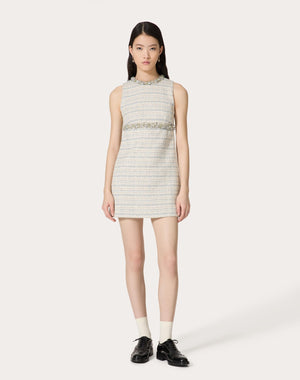 Abito Corto In Delicate Tweed Ricamato