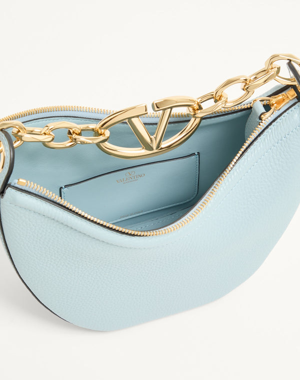Mini Hobo Vlogo Moon Bag  In Vitello Granato Con Catena