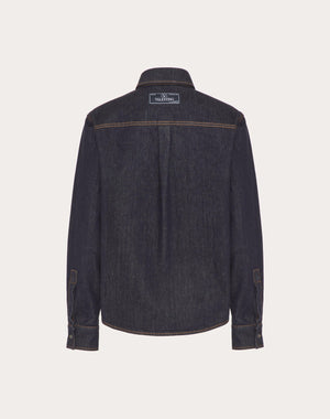 Camicia In Denim Con Etichetta Sartoriale Maison Valentino