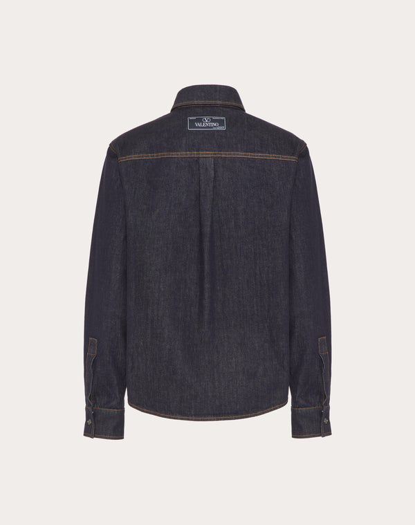 Camicia In Denim Con Etichetta Sartoriale Maison Valentino
