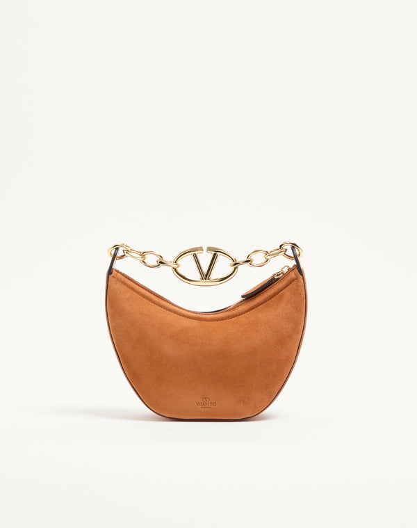 Mini Hobo Vlogo Moon Bag  In Suede Con Catena