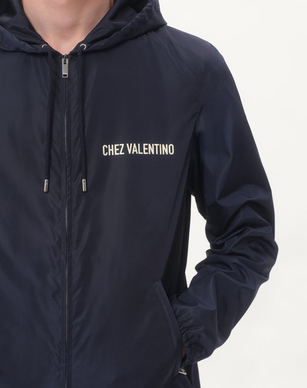 Giacca A Vento Con Cappuccio In Nylon Con Stampa Chez Valentino