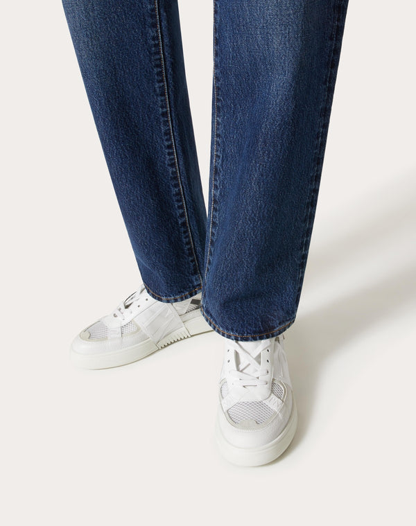 Sneaker Low-Top Vl7N In Vitello, Tessuto Rete E Nastri