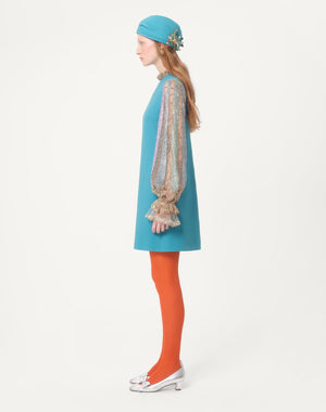 Abito Corto In Crepe Couture Ricamato