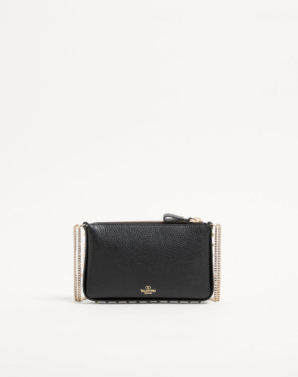 POUCH CON CATENA ROCKSTUD IN VITELLO GRANATO
