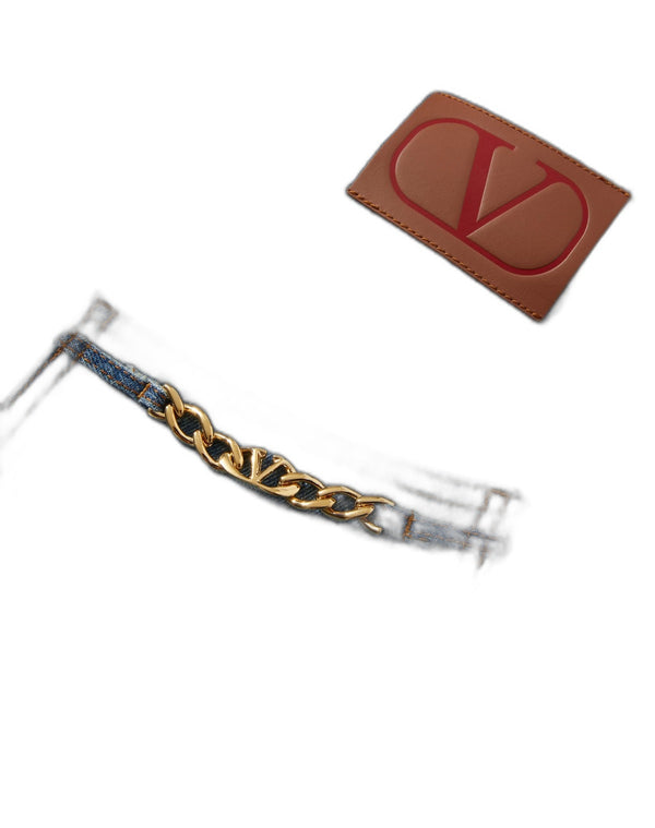 Pantalone In Medium Blue Denim Vlogo Chain 