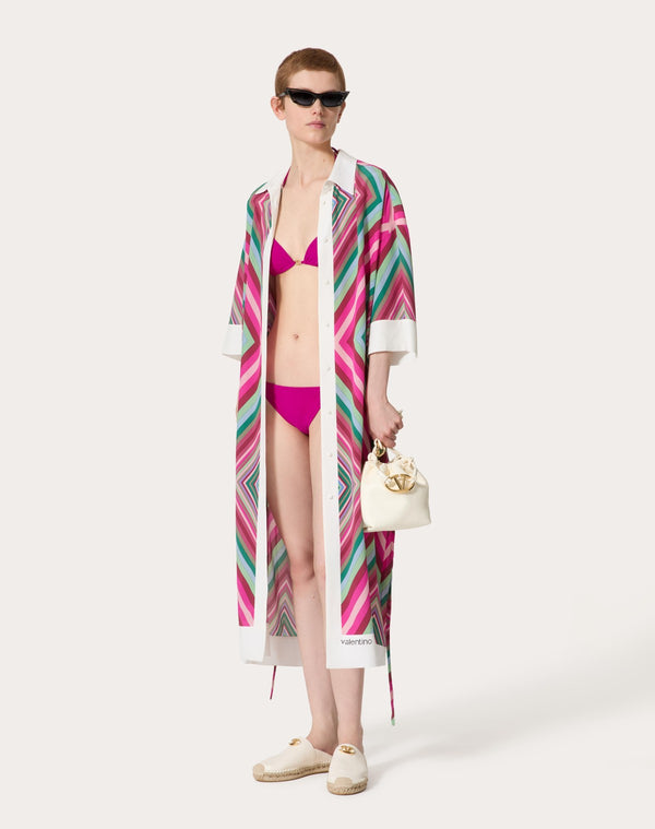 Abito Midi In Crepe De Chine Valentino Rhombus 75 Foulard 