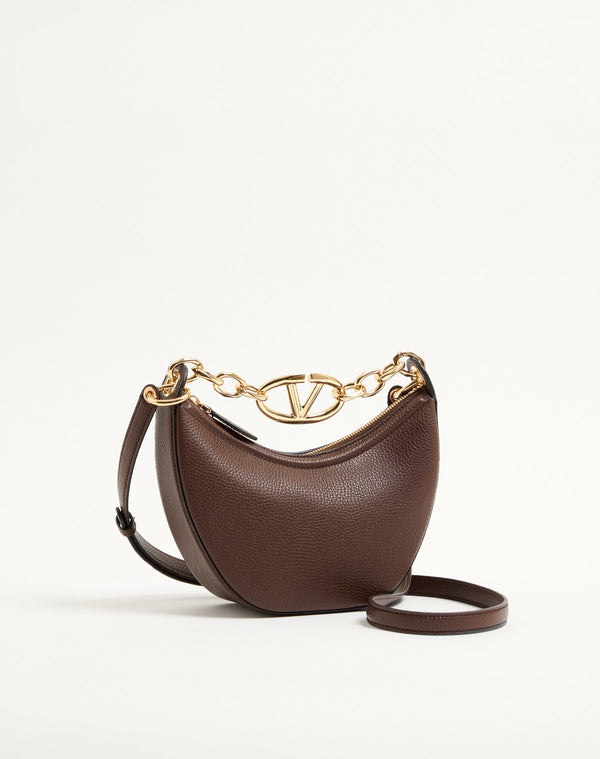 Mini Hobo Vlogo Moon Bag  In Vitello Granato Con Catena