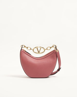 Mini Hobo Vlogo Moon Bag  In Vitello Granato Con Catena