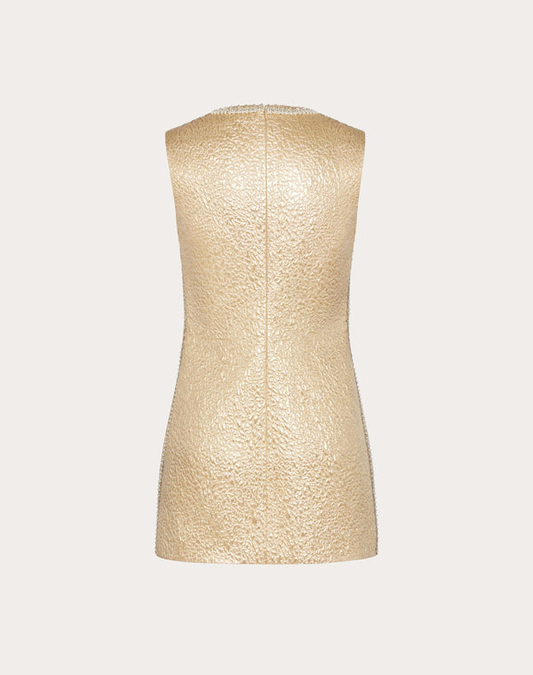 Abito Ricamato In Crispy Gold 