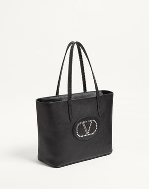Borsa Shopping Valentino Garavani Nellcôte In Vitello Granato