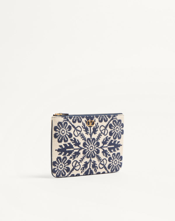 Pochette Vlogo Signature In Tessuto Jacquard Con Motivo Floreale