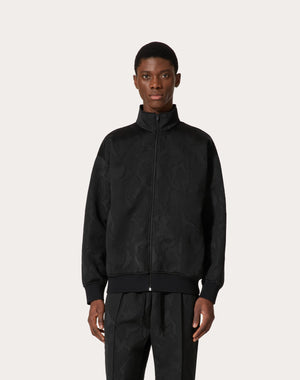 Felpa Collo Alto In Acetato Con Zip E Motivo Camounoir All Over