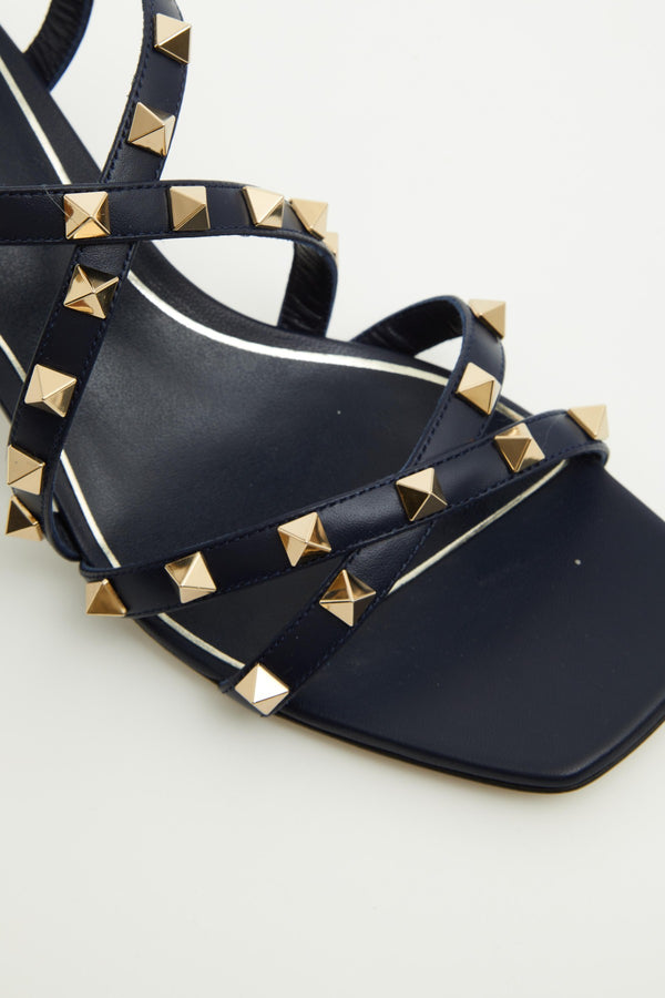 Sandalo Rockstud In Vitello Con Cinturini 60Mm