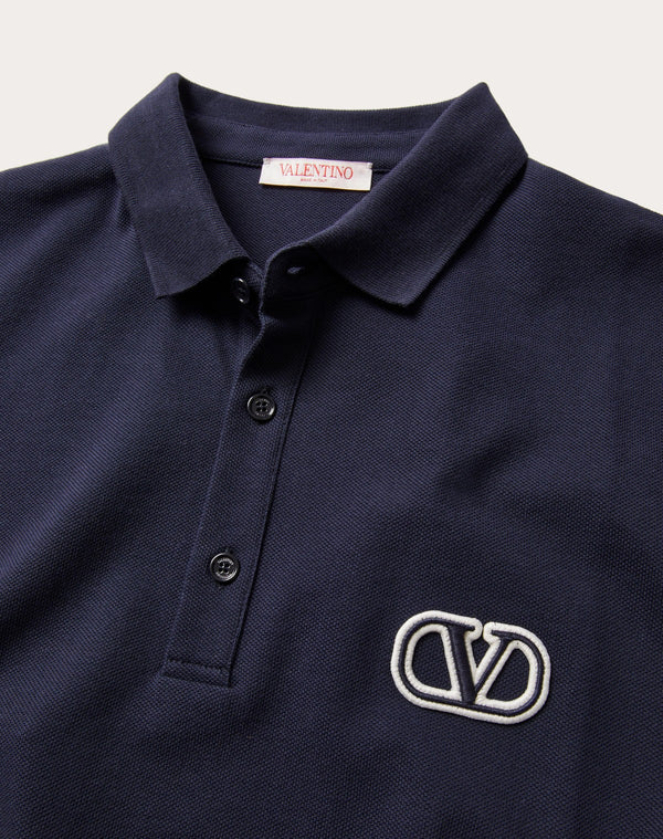 Polo In Piquet Di Cotone Con Patch Vlogo Signature