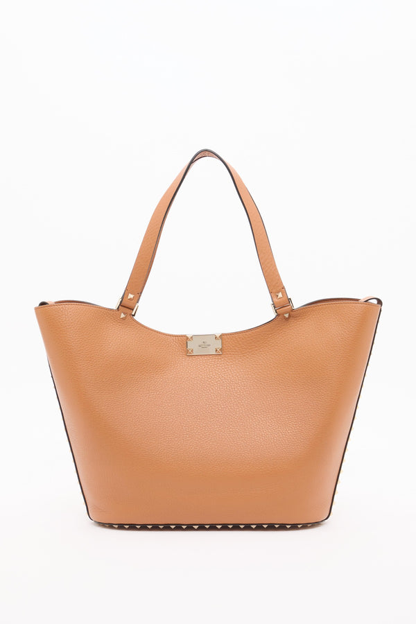 BORSA SHOPPING ROCKSTUD IN VITELLO GRANATO