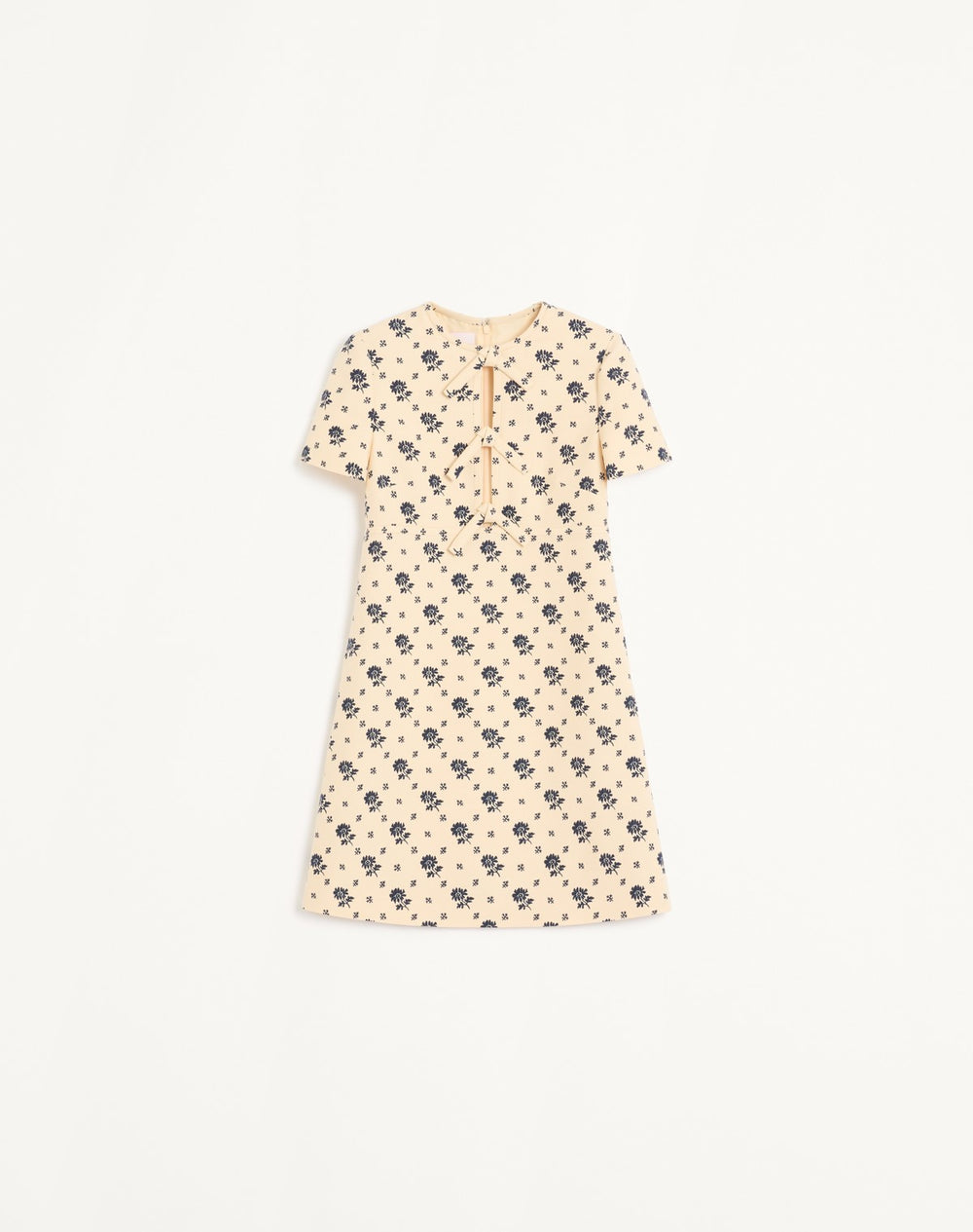 Abito Corto In Crepe Couture Fiorellino Blu Papier Floral 