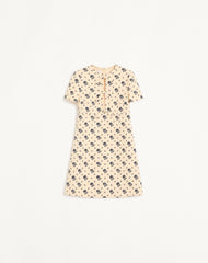 Abito Corto In Crepe Couture Fiorellino Blu Papier Floral