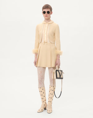 Abito Corto In Rustic Silk Con Piume