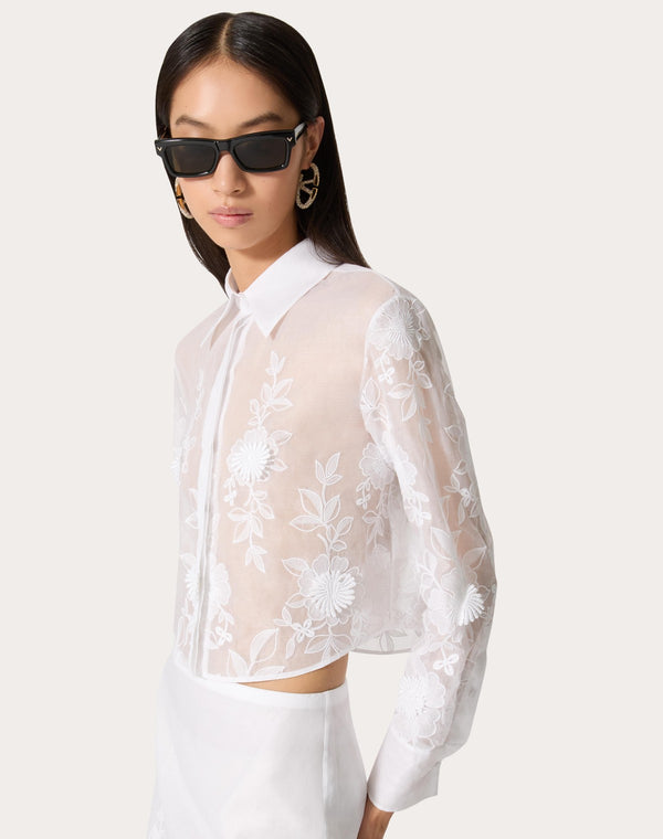 Camicia In Camellia Organdis 