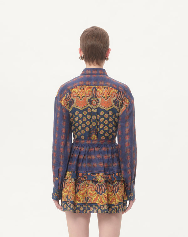 Camicia In Lino Paisley Medaglioni Voyage Imaginaire 