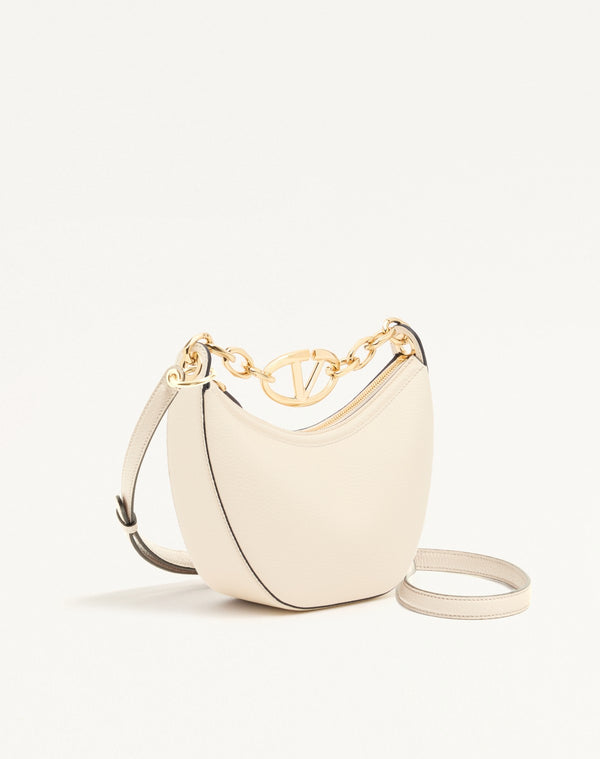Mini Hobo Vlogo Moon Bag  In Vitello Granato Con Catena
