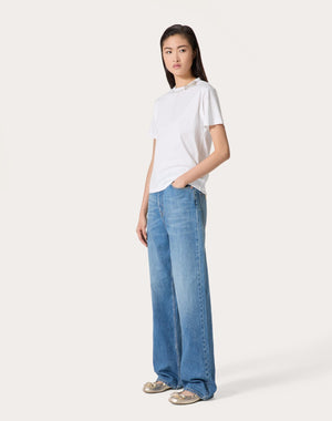 T-Shirt In Jersey Cotton Ricamata