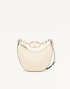 Mini Hobo Vlogo Moon Bag  In Vitello Granato Con Catena