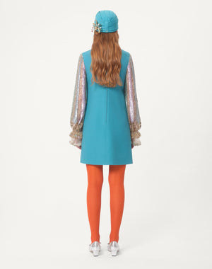 Abito Corto In Crepe Couture Ricamato