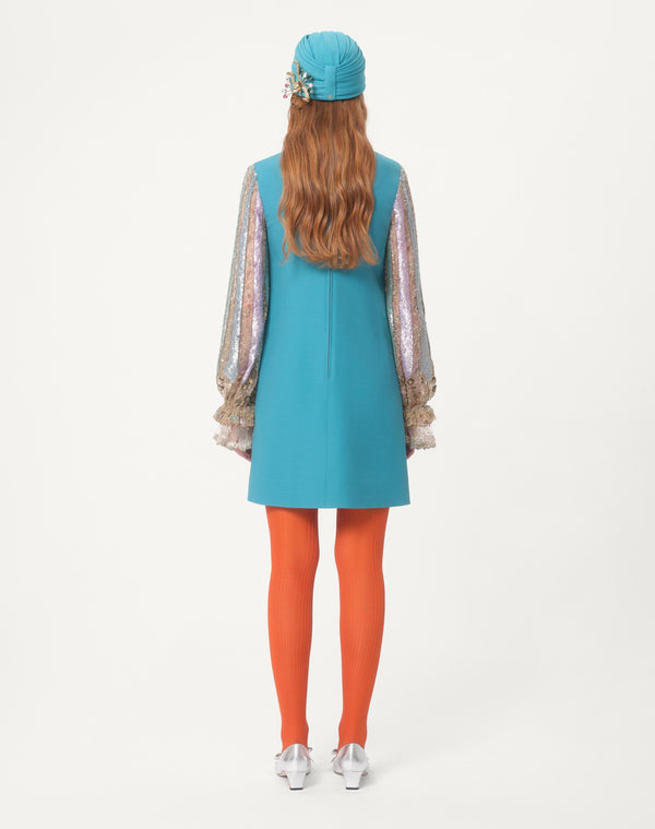 Abito Corto In Crepe Couture Ricamato