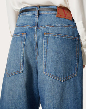 Pantalone In Medium Blue Denim 