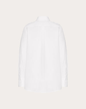 Camicia In Compact Popeline Ricamata