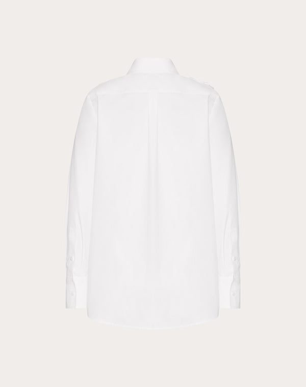 Camicia In Compact Popeline Ricamata