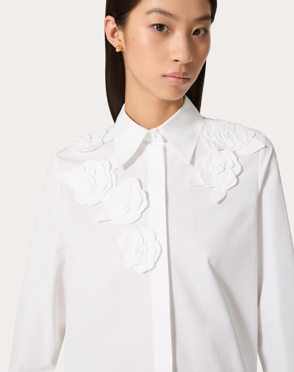Camicia In Compact Popeline Ricamata