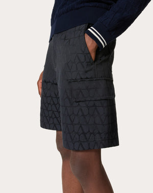 Bermuda In Cotone Con Motivo Toile Iconographe