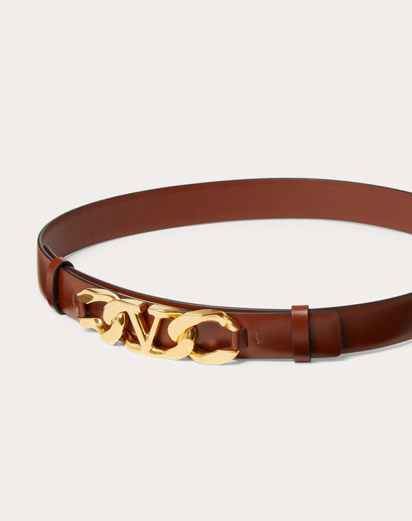 Cintura Vlogo Chain In Vitello Lucido 25 Mm