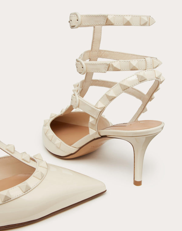 Décolleté Rockstud In Vernice Con Cinturini E Borchie In Tono 65Mm