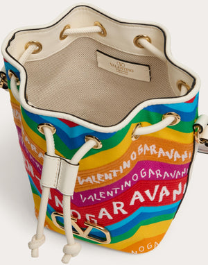 Mini Borsa A Secchiello Valentino Garavani Escape In Canvas Con Stampa Chevron24
