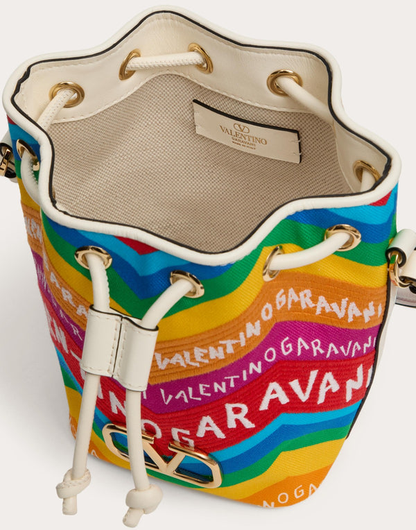 Mini Borsa A Secchiello Valentino Garavani Escape In Canvas Con Stampa Chevron24