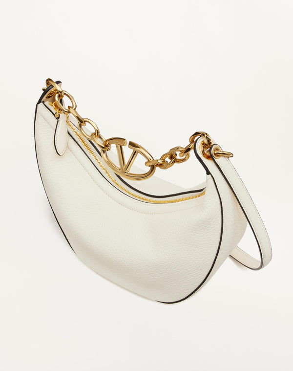 Hobo Piccola Vlogo Moon Bag In Vitello Granato Con Catena