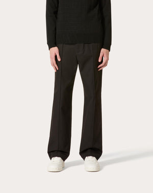 Pantalone In Canvas Di Cotone Stretch Con V Detail Gommata